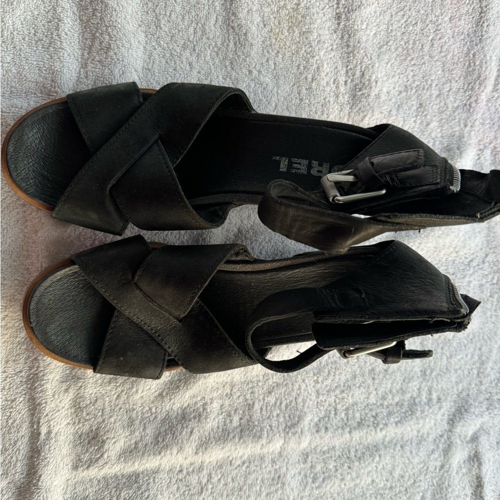 Sorel Joanie II Black Wedge Sandal women’s size 9.5 - Picture 7 of 7